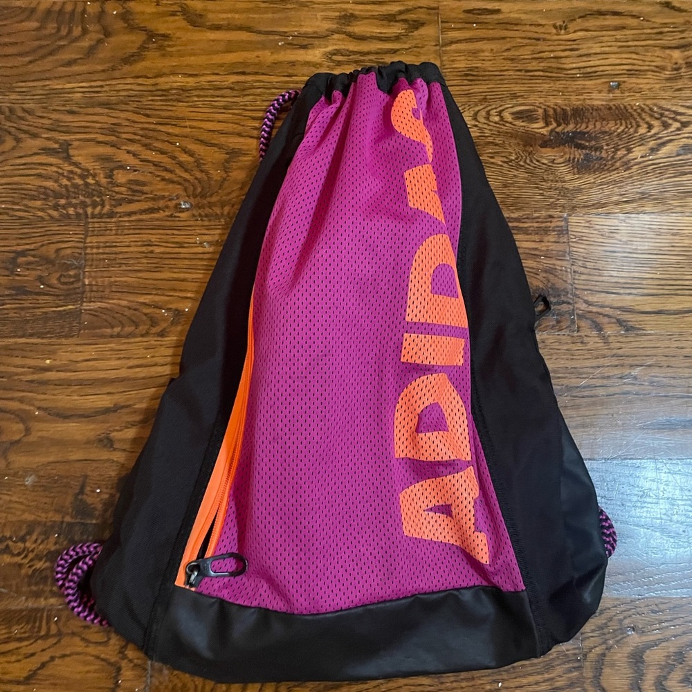 Adidas Pink and Orange Drawstring Bag